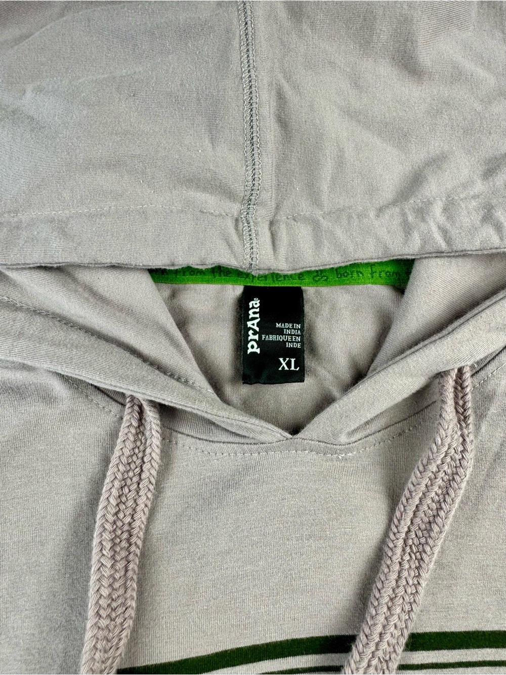 Prana Men's XL Lightweight Hoodie Pullover Striped Cotton Gray Green Stretch - Picture 2 of 8